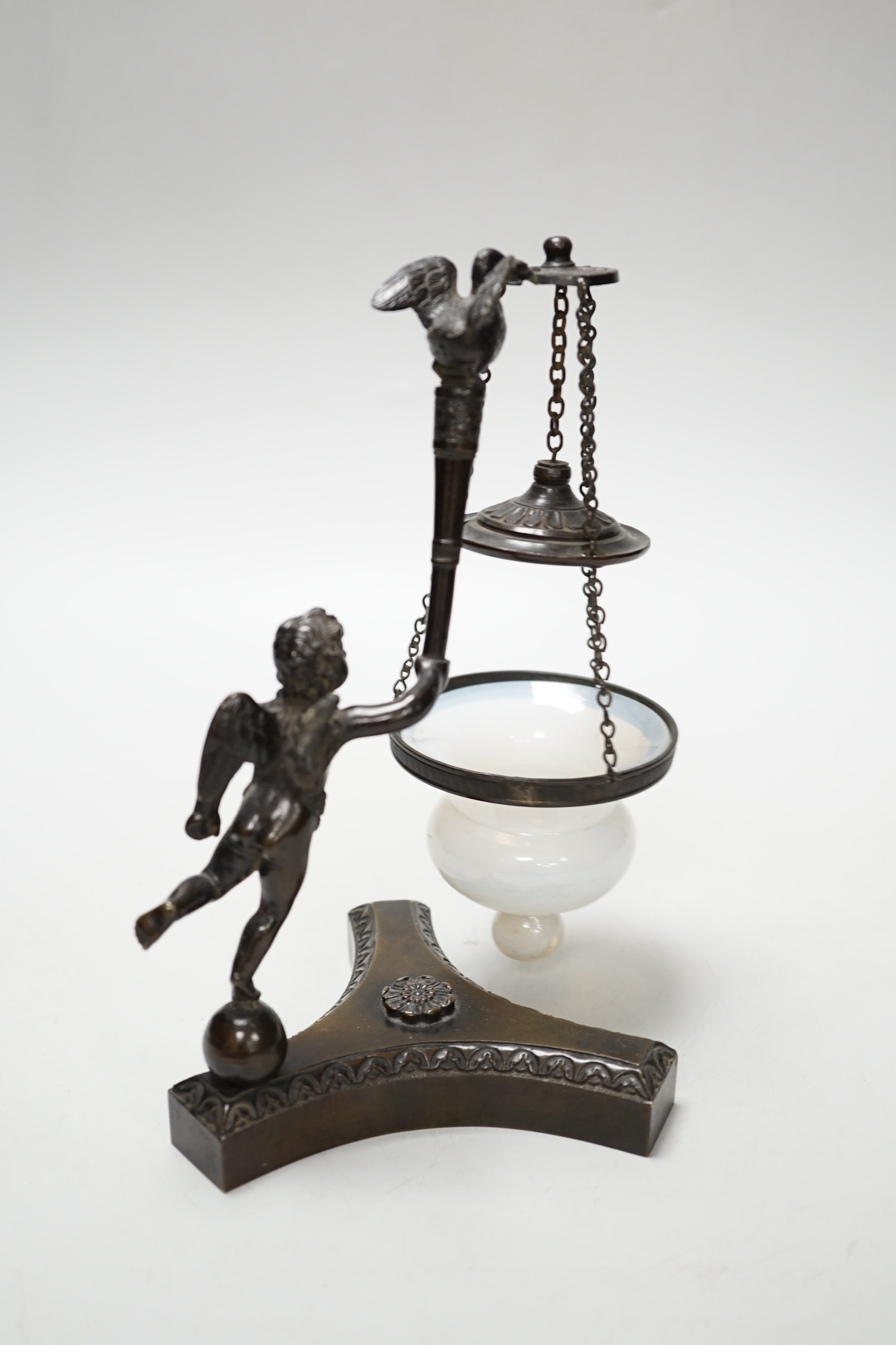 An early 19th century bronze ‘angel’ perfume warmer, 20cm high